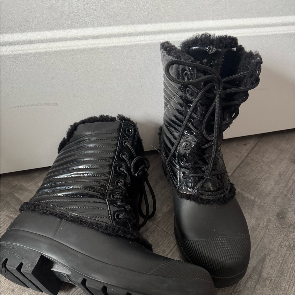 Hunter Black Winter & Rain Boots leather payent very hot